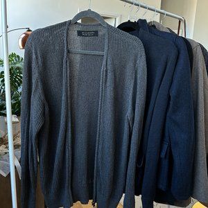 All Saints Gray Knit Zip-Up Cardigan